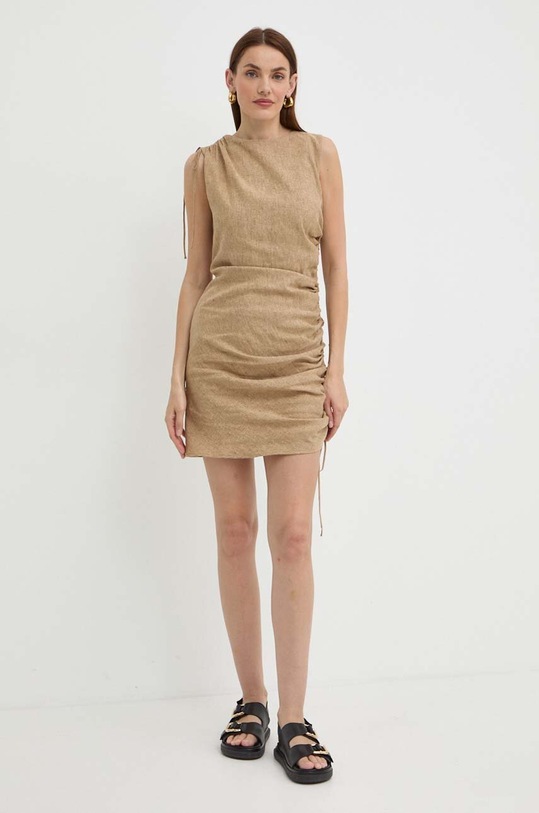 Marella sukienka lniana 2413221042200 beżowy SS24