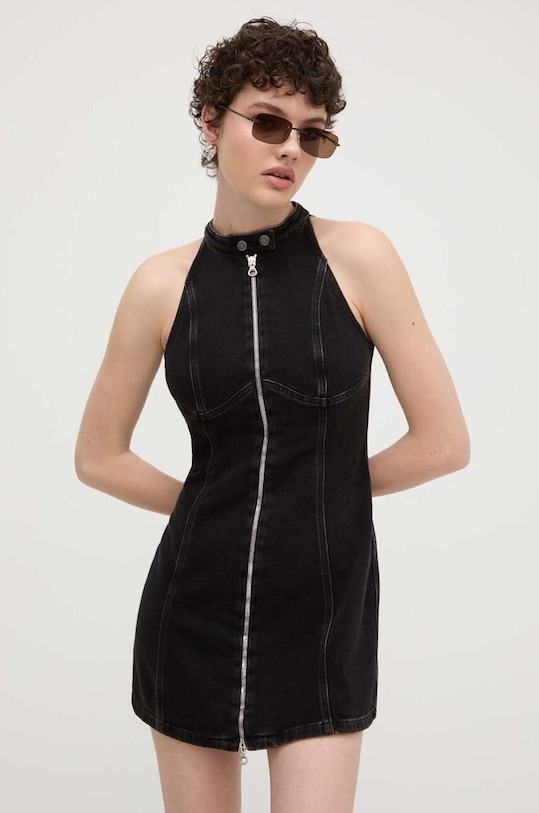 Diesel spódnica jeansowa DE-LULU-SHORT ABITO z elastanem czarny A12766.09I35