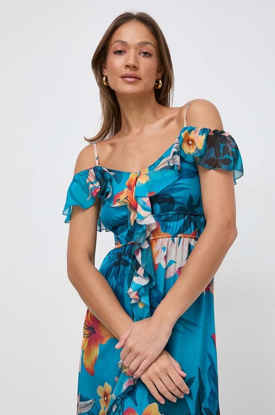 Šaty s prímesou hodvábu Guess ELIDE viacfarebná W4GK37.WE550