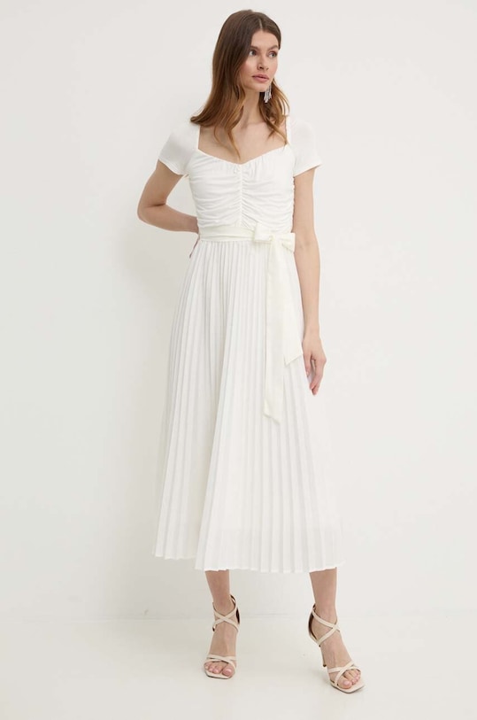 Φόρεμα από λινό μείγμα Guess VERONICA W4RK93.WG530 μπεζ SS24