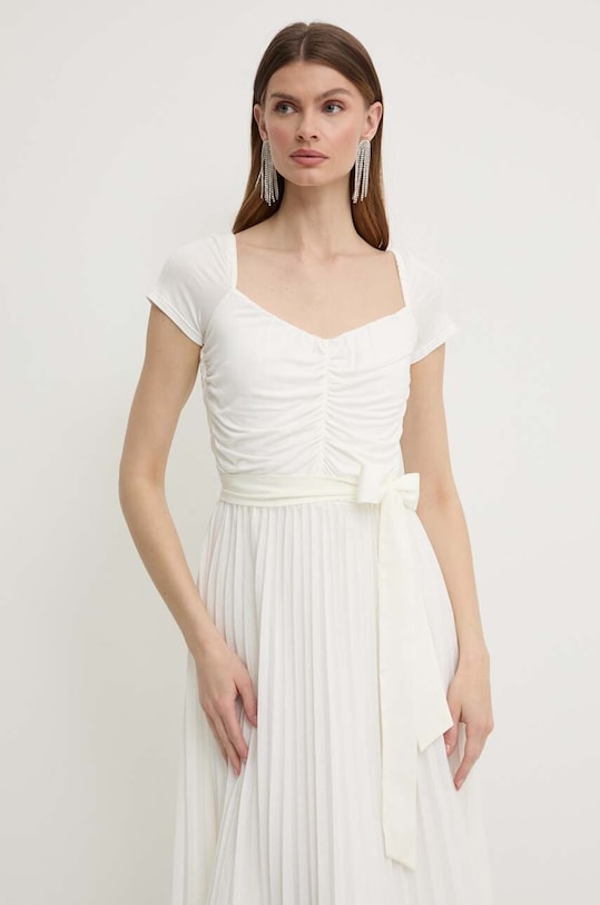 Φόρεμα από λινό μείγμα Guess VERONICA μπεζ W4RK93.WG530