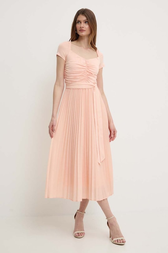 Φόρεμα από λινό μείγμα Guess VERONICA W4RK93.WG530 πορτοκαλί SS24