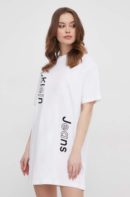 Calvin Klein Jeans sukienka bawełniana casual beżowy J20J223042