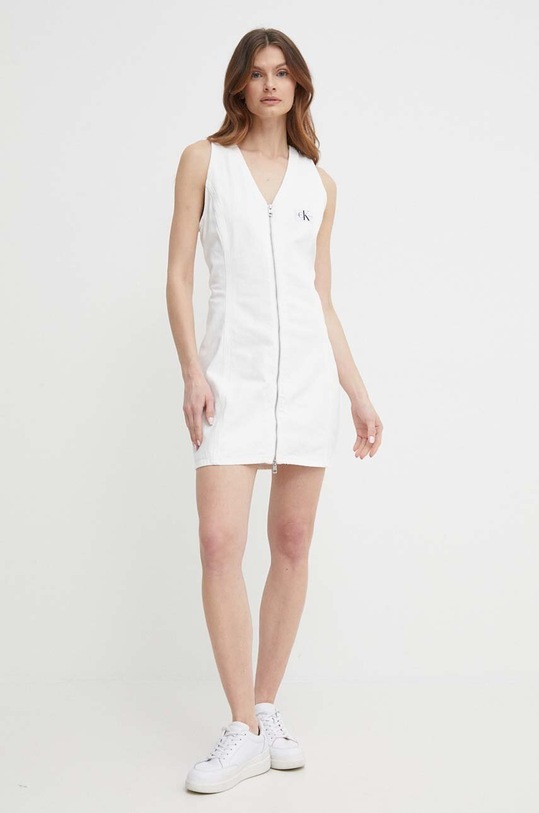Calvin Klein Jeans rochie din bumbac J20J222782 alb SS24