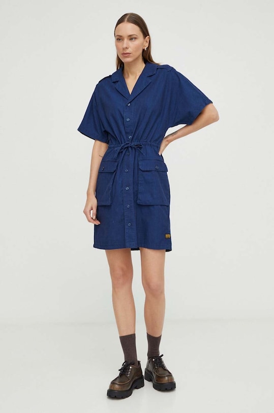 G-Star rochie din bumbac D24348.D309 bleumarin SS24