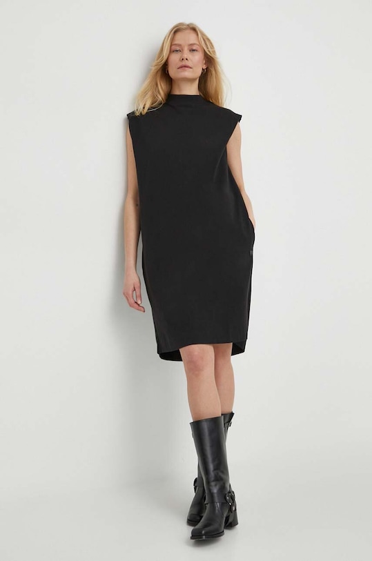 Βαμβακερό φόρεμα G-Star μαύρο D24488.C336