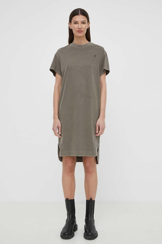 Βαμβακερό φόρεμα G-Star casual καφέ D24483.D610
