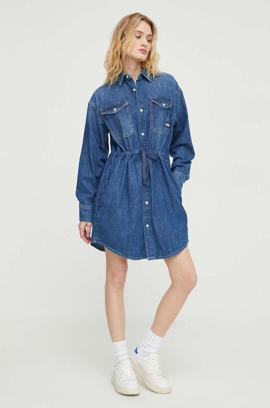 G-Star rochie din denim cu guler albastru D24353.D252