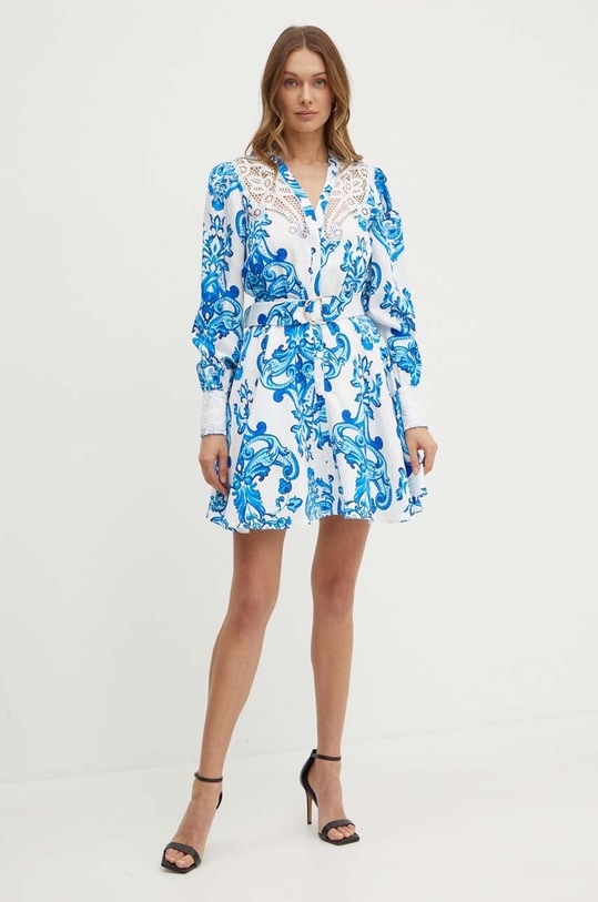 Marciano Guess sukienka z domieszką lnu BLUE NOTE 4GGK24.9708Z niebieski SS24