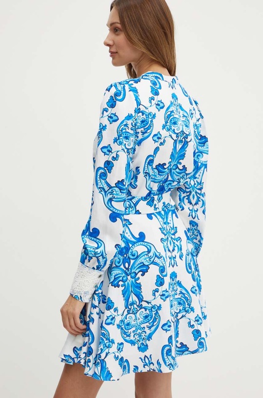 Odzież Marciano Guess sukienka z domieszką lnu BLUE NOTE 4GGK24.9708Z niebieski