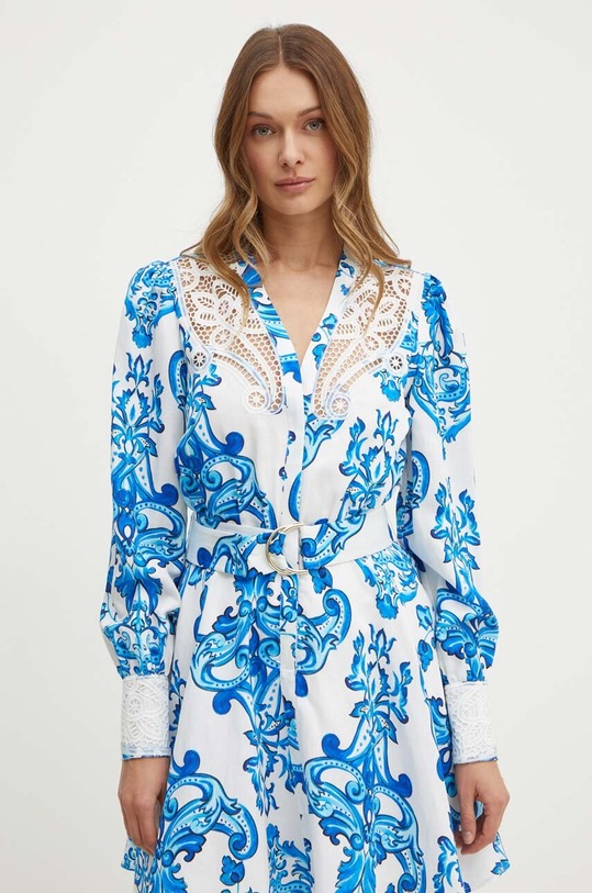 Marciano Guess sukienka z domieszką lnu BLUE NOTE niebieski 4GGK24.9708Z