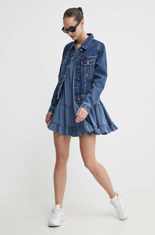 Superdry sukienka bawełniana W8011639A.QB2 niebieski SS24