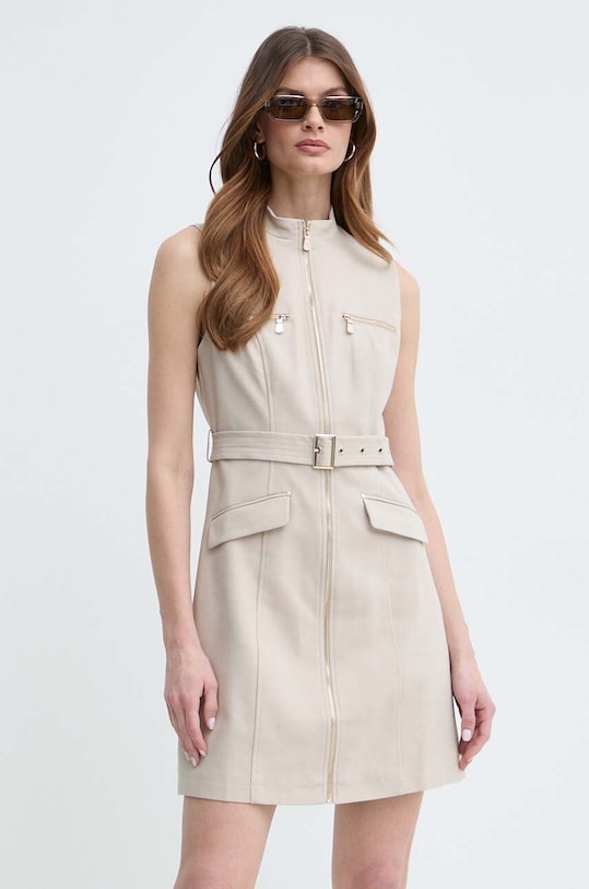 Morgan sukienka ROMEA z elastanem beżowy ROMEA.LIN