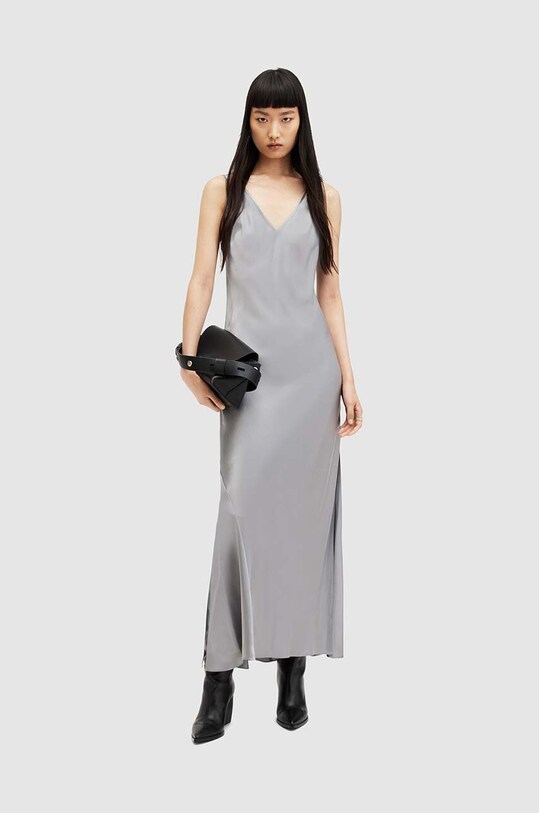 AllSaints sukienka i sweter z wełną WD599Z srebrny