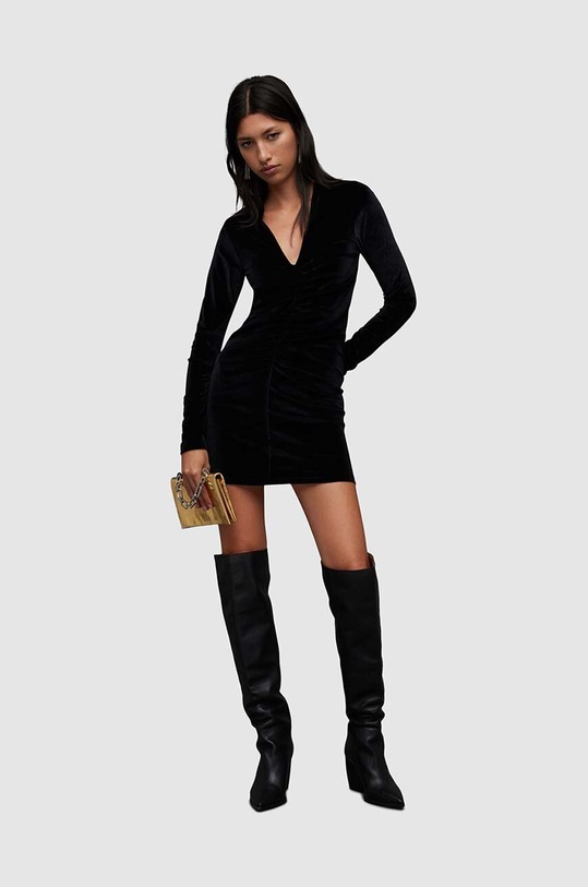 Φόρεμα AllSaints Anya Velvet WD289Z μαύρο
