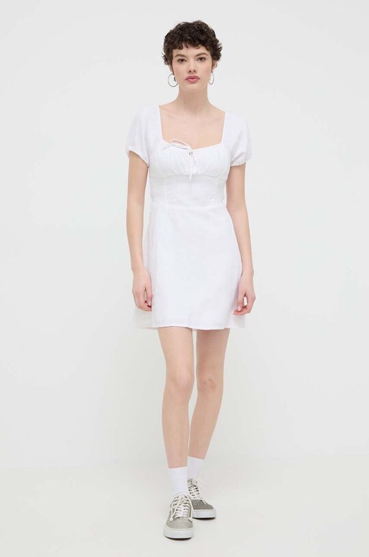Ľanové šaty Hollister Co. KI359.4075.100 biela SS24