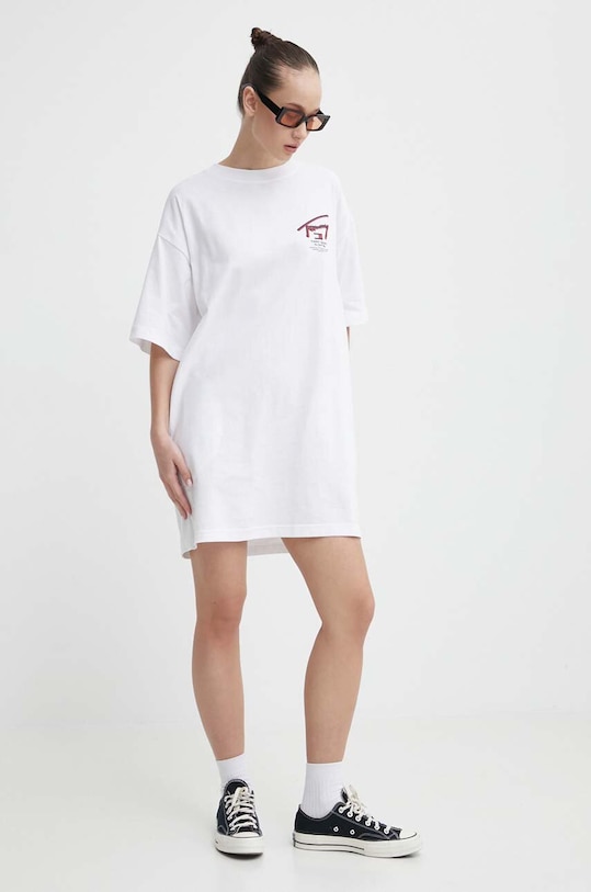 Tommy Jeans pamut ruha DW0DW18095 fehér SS24