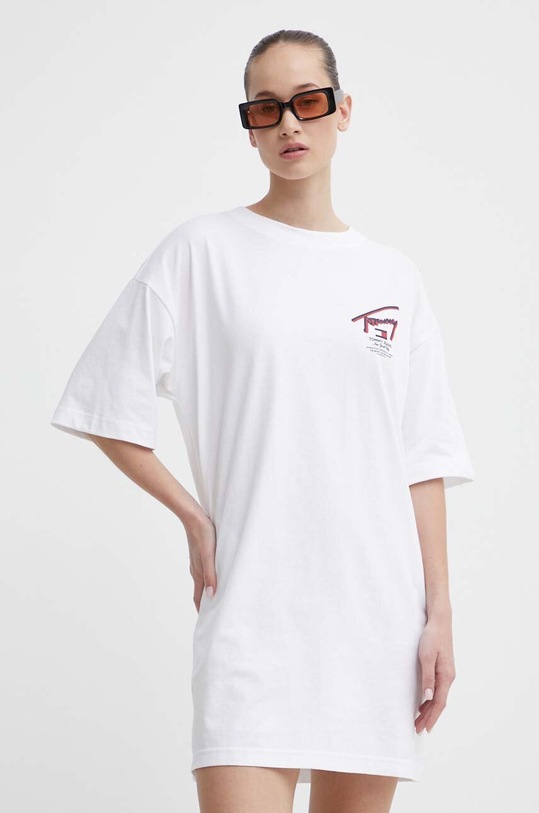 Ruházat Tommy Jeans pamut ruha DW0DW18095 fehér
