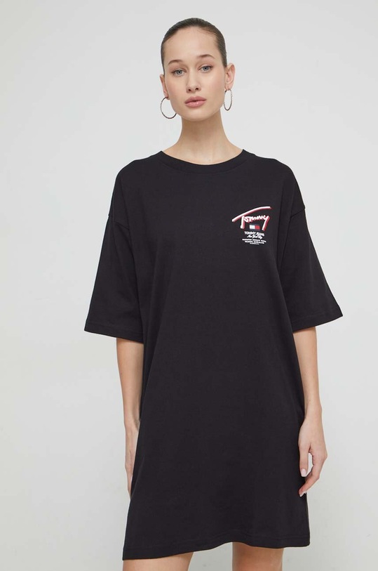 Ρούχα Βαμβακερό φόρεμα Tommy Jeans DW0DW18095 μαύρο