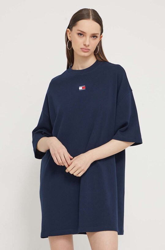 Tommy Jeans rochie din bumbac mini bleumarin DW0DW18145