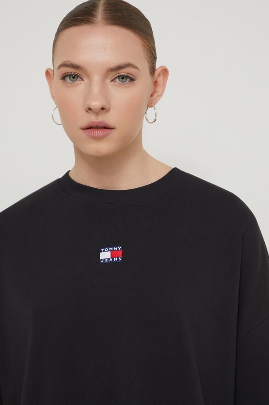 Βαμβακερό φόρεμα Tommy Jeans μαύρο DW0DW18145