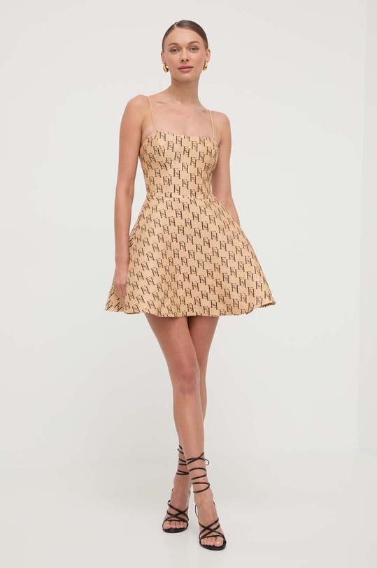 Elisabetta Franchi sukienka rozkloszowany beżowy AB64142E2