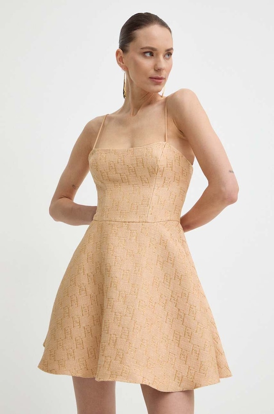 Elisabetta Franchi sukienka rozkloszowany beżowy AB64142E2