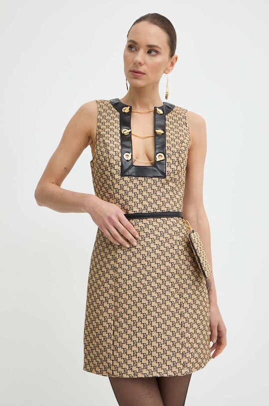 Šaty Elisabetta Franchi látka béžová AB64642E2