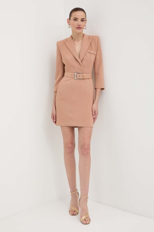 Elisabetta Franchi sukienka z elastanem beżowy AB66342E2