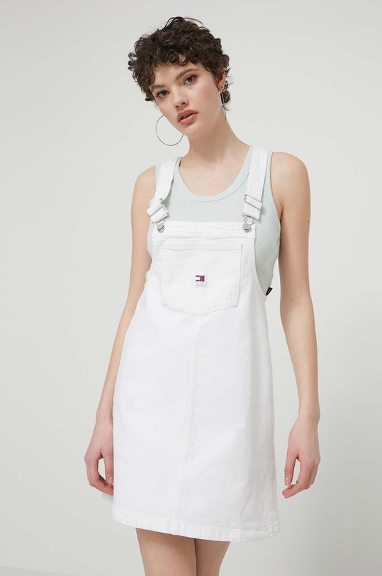Tommy Jeans rochie din denim mini bej DW0DW17680