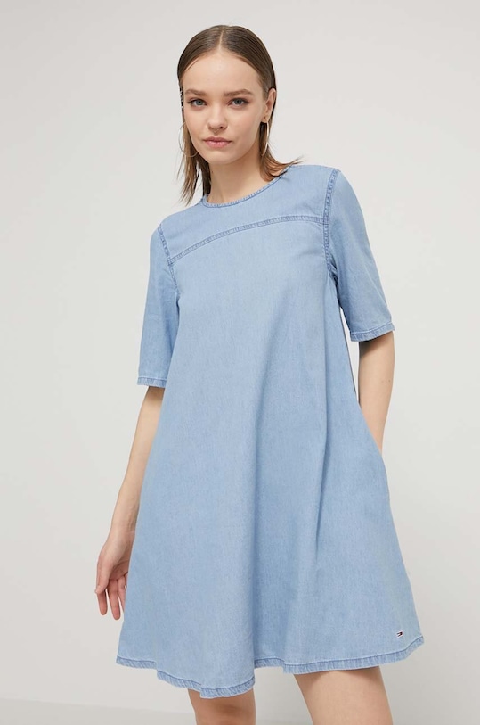 Îmbrăcăminte Tommy Jeans rochie din bumbac DW0DW17932 albastru