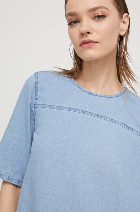 Tommy Jeans rochie din bumbac albastru DW0DW17932