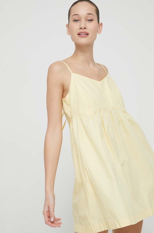 Tommy Jeans rochie din bumbac galben DW0DW17940