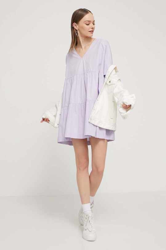 Бавовняна сукня Tommy Jeans DW0DW17948 фіолетовий SS24