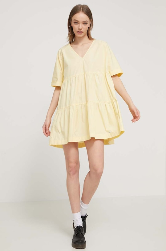 Tommy Jeans vestito in cotone mini giallo DW0DW17948