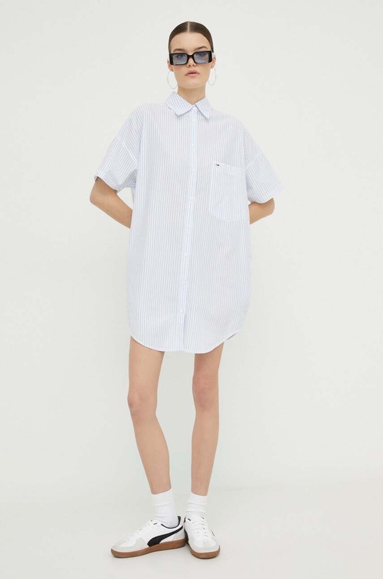 Tommy Jeans rochie din bumbac DW0DW17923 albastru SS24