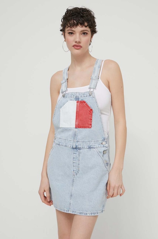 Tommy Jeans rochie din denim mini albastru DW0DW18116