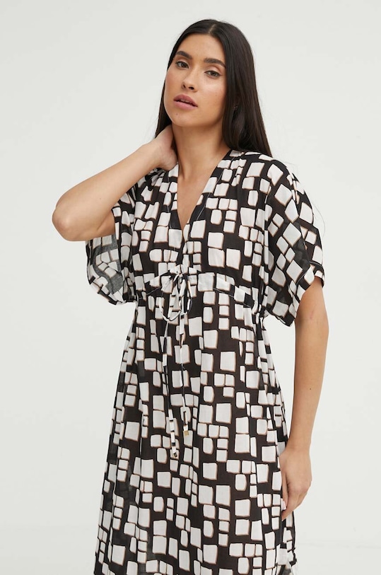 Bavlněné plážové šaty Max Mara Beachwear 2416221059600 černá SS24