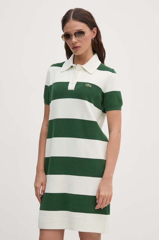Lacoste rochie din bumbac fixat verde EF6919