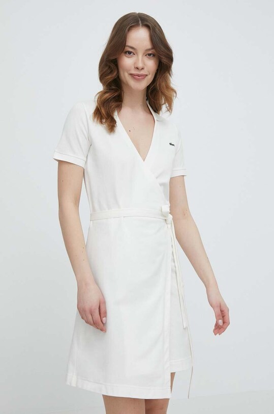 Lacoste rochie cu guler bej EF7252
