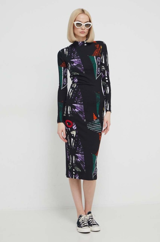 Desigual sukienka MALAGA LACROIX wzorzyste czarny 24SWVK48
