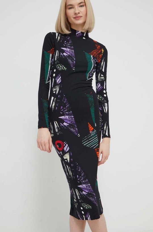 Odzież Desigual sukienka MALAGA LACROIX 24SWVK48 czarny