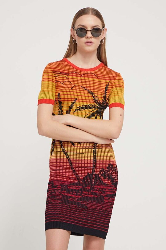 Šaty Desigual s elastanom oranžová 24SWVK59