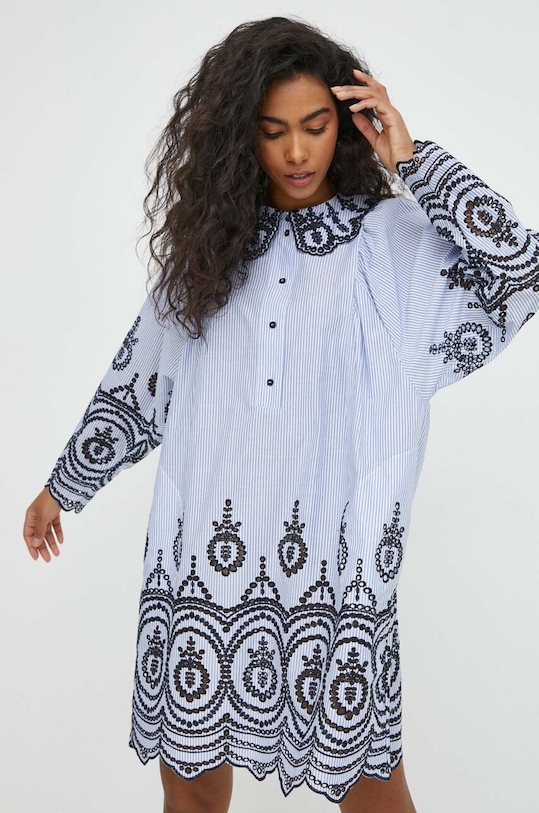 Bavlnené šaty MUNTHE 1315.24225 modrá SS24