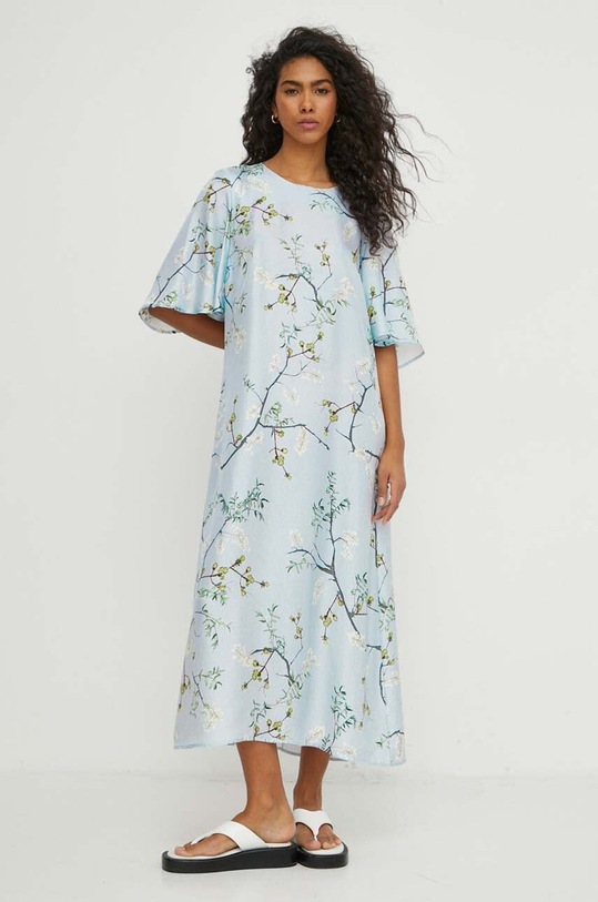 MUNTHE vestito in seta maxi grigio 1310.24218