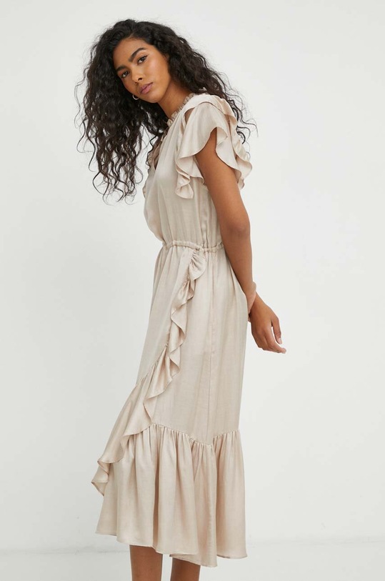 Šaty s prímesou ľanu MUNTHE 1303.24230 béžová SS24