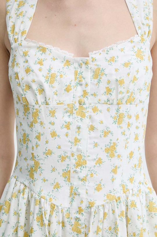 Šaty lněné Bardot MALEA 59248DB.YELLOW.FLO žlutá