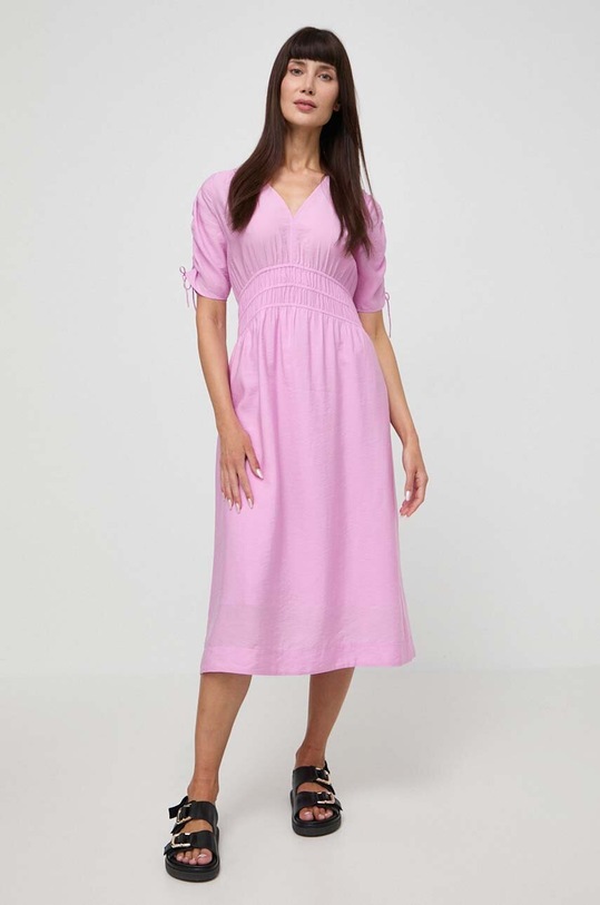 Šaty Boss Orange midi růžová 50511805