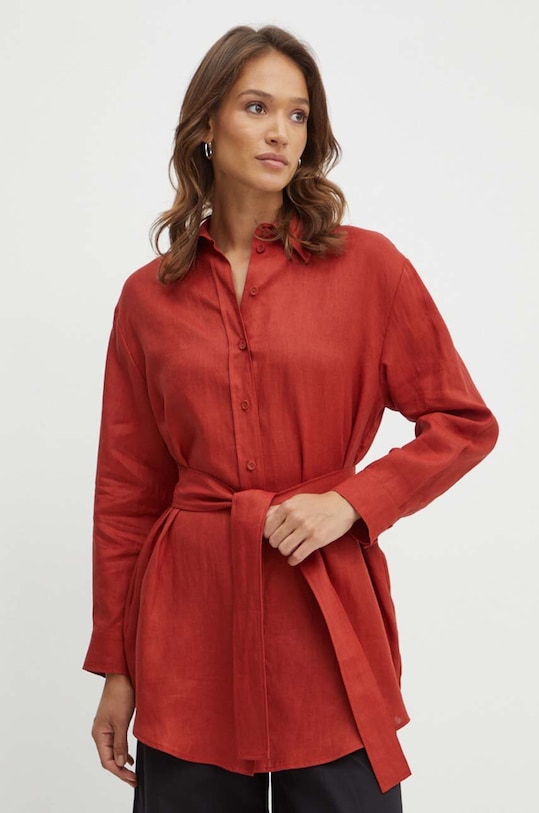 Ľanové šaty MAX&Co. x FATMA MOSTAFA ľan burgundské 2418221092200