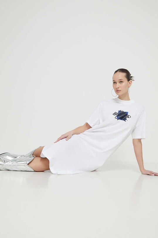 Pamučna haljina Karl Lagerfeld Jeans 241J1300 bijela SS24